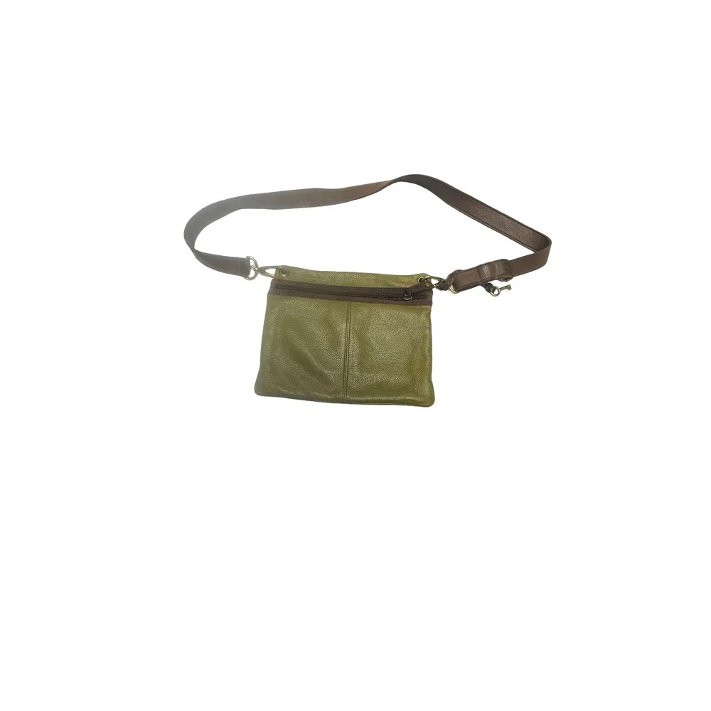 Fossil Vintage Colorblock Leather Crossbody Bag Multi Pocket Olive Green Y2K